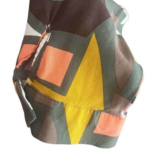 Big Dart Graphic Abstract Button Down Shirt Olive,Brown,Salmon,Mustard Sz L - Picture 9 of 11